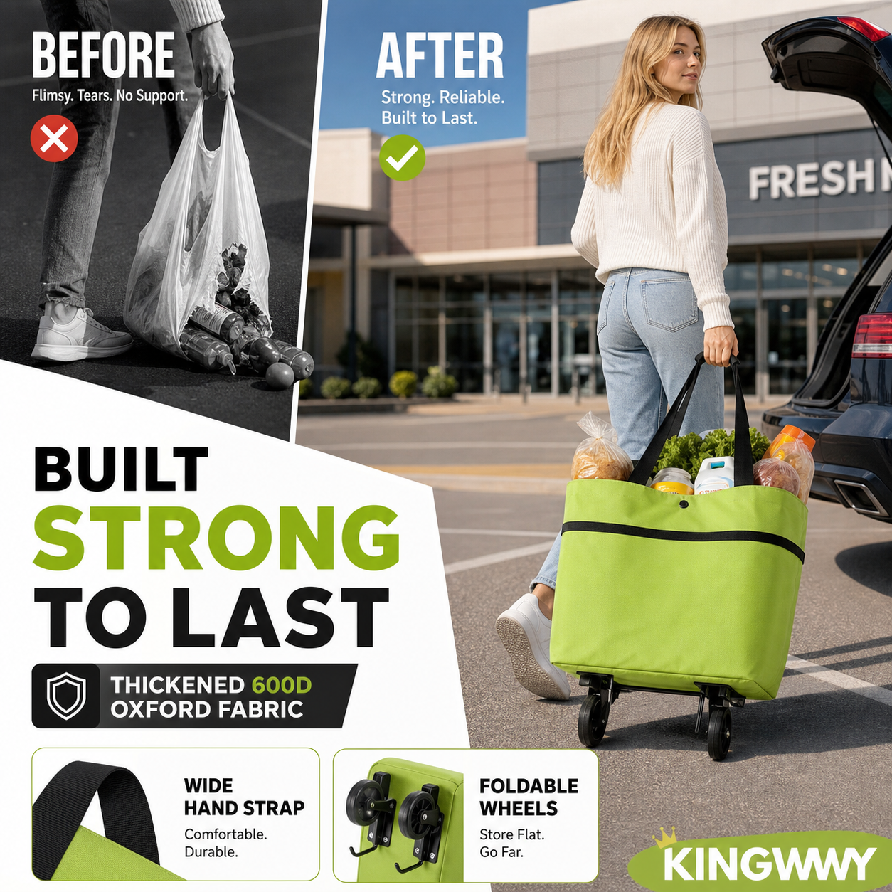 ❤Last Day 70% OFF🛒Ivosoma® Foldable 2-in-1 Rolling Shopping Bag🌊