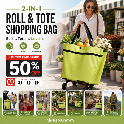 ❤Last Day 70% OFF🛒Ivosoma® Foldable 2-in-1 Rolling Shopping Bag🌊