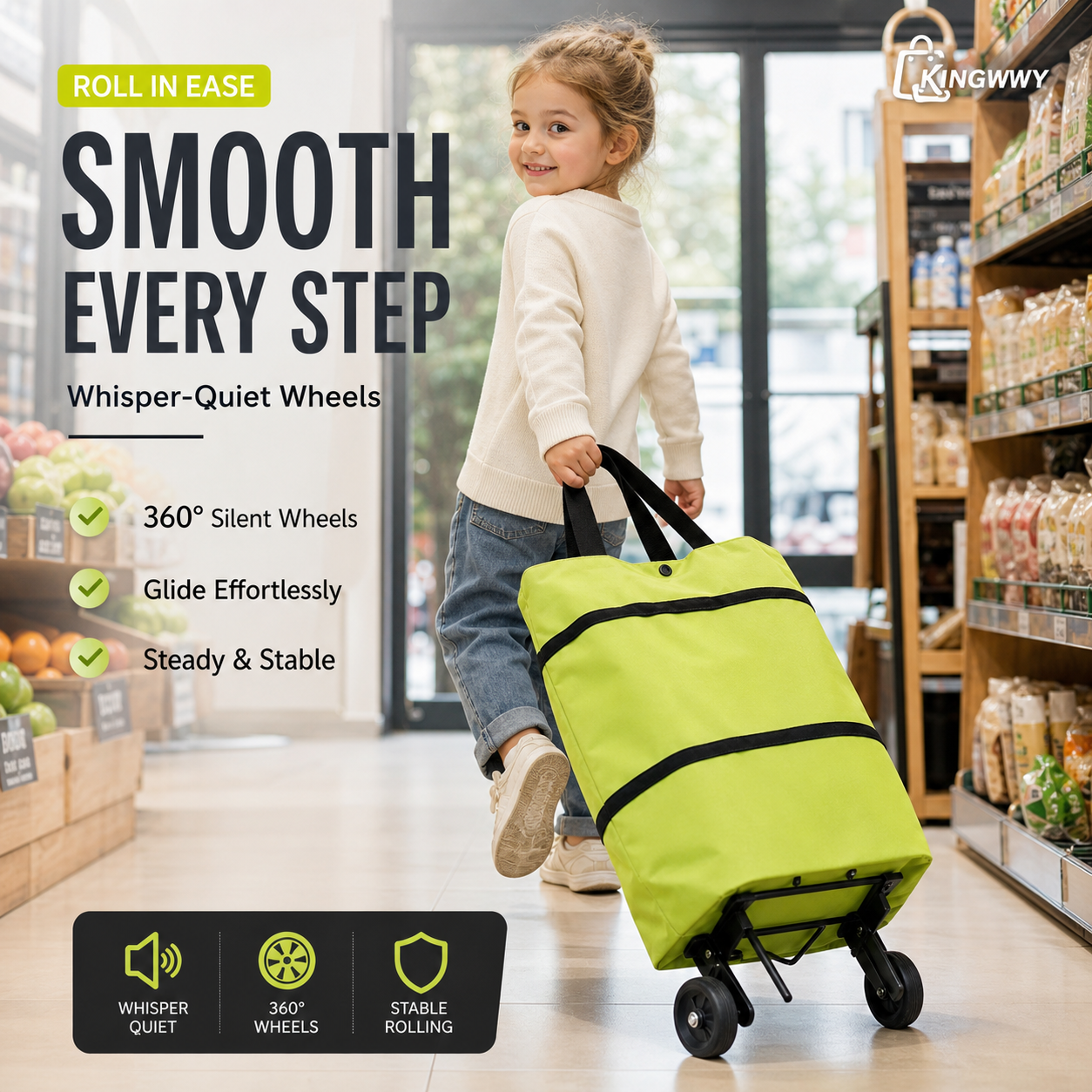 ❤Last Day 70% OFF🛒Ivosoma® Foldable 2-in-1 Rolling Shopping Bag🌊