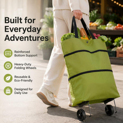 Portable Foldable Shopping Trolley Bag with Wheels